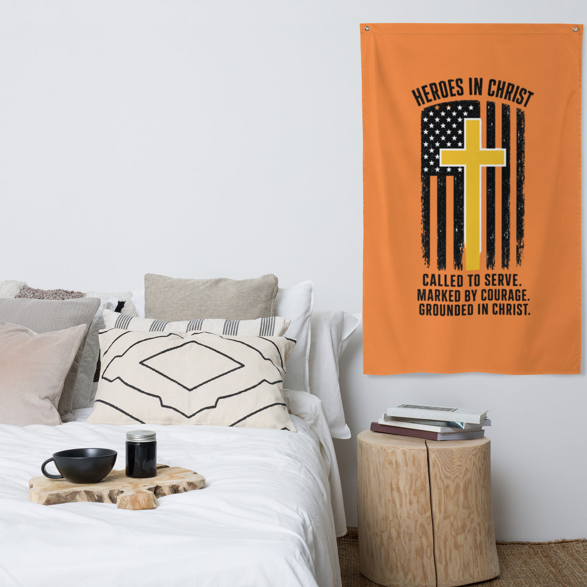 Heroes in Christ Dispatch Flag - White - Front View