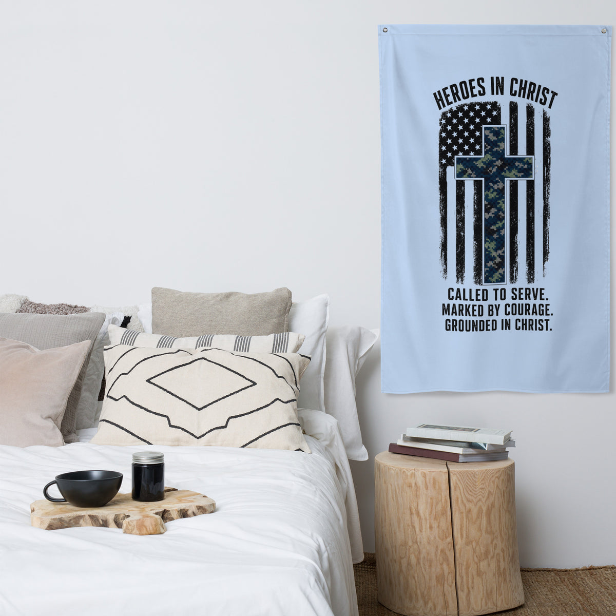 Heroes in Christ Navy Camo Flag - Wall Flag - Front View 5