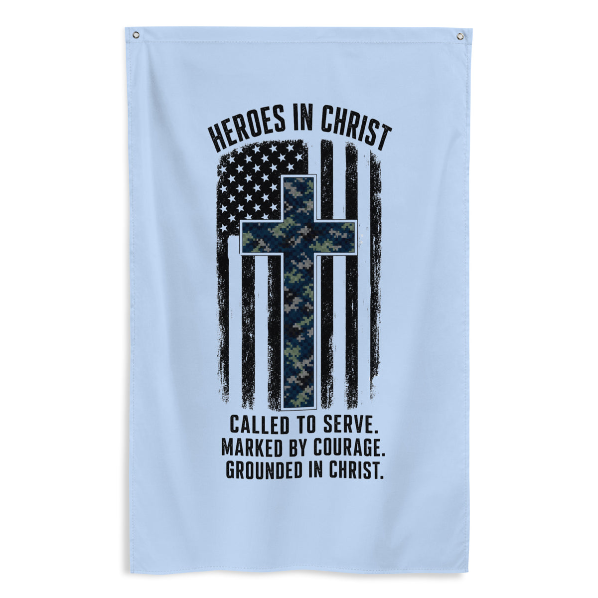 Heroes in Christ Navy Camo Flag - Wall Flag - Front View 7
