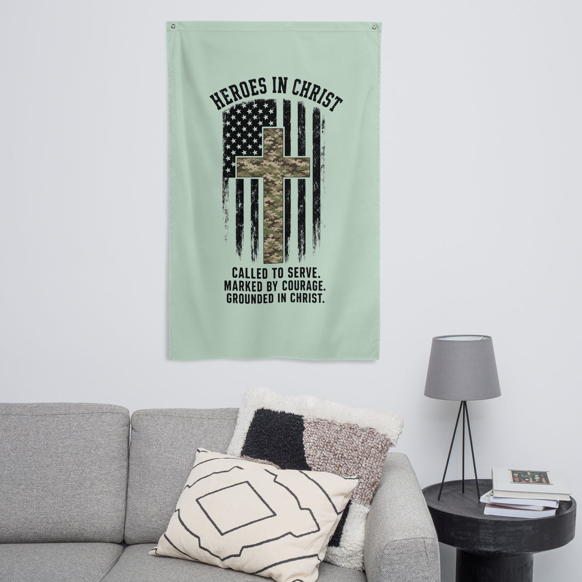 Heroes in Christ Army & Air Force Camo Flag - Wall Flag - Front View 4