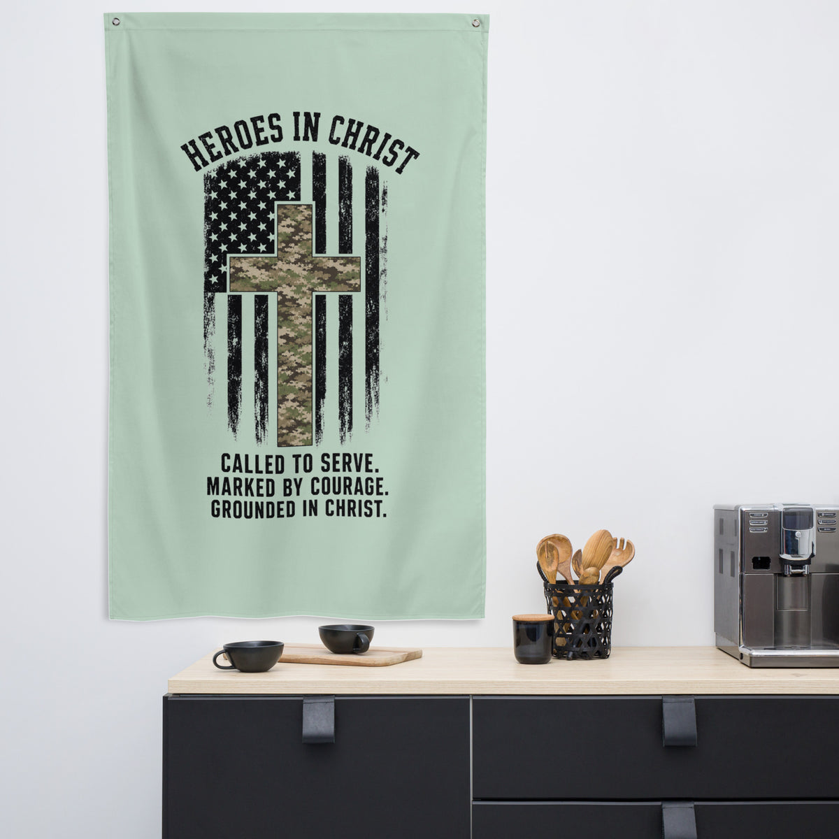 Heroes in Christ Army & Air Force Camo Flag - Wall Flag - Front View 6