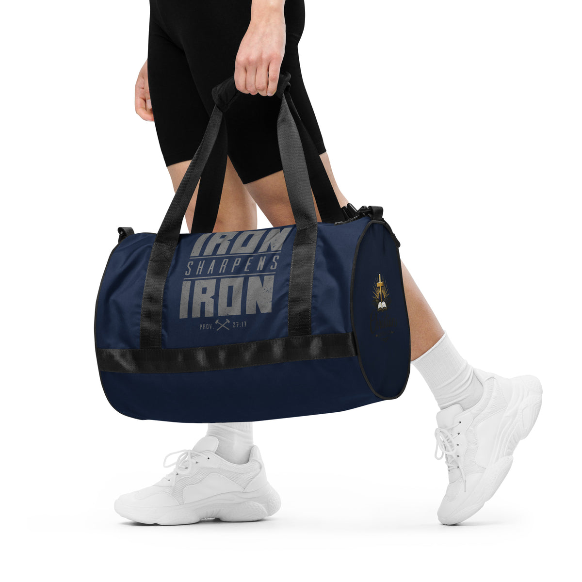 Iron Sharpens Iron Gym Bag - White - Front View 2