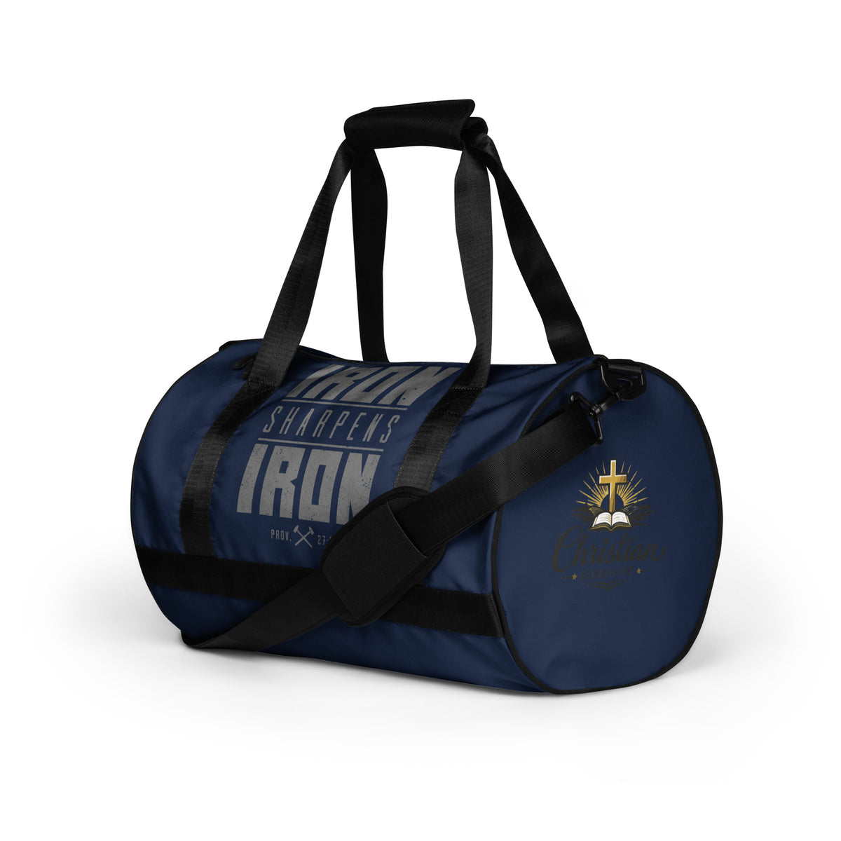 Iron Sharpens Iron Gym Bag - White - Left Front View 2