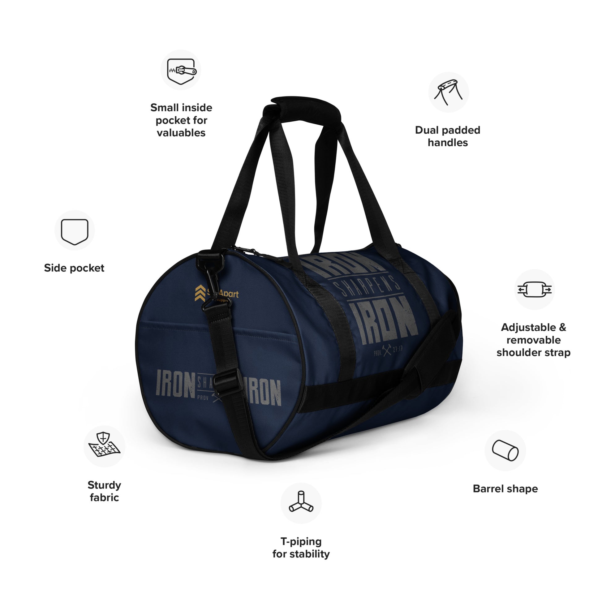 Iron Sharpens Iron Gym Bag - White - Right Front View