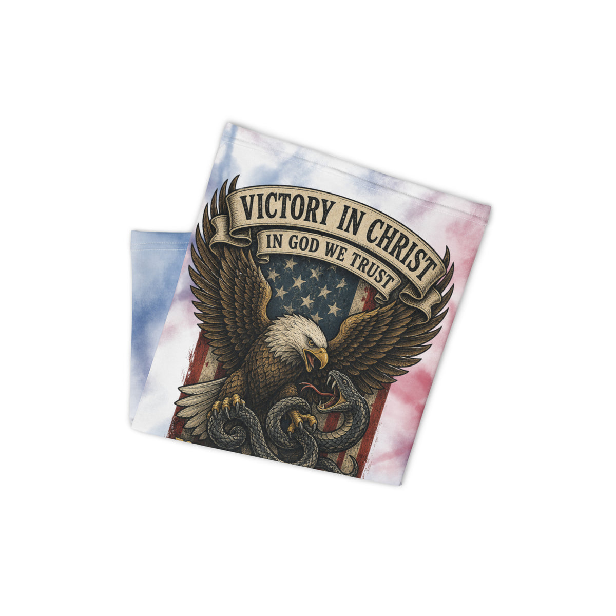 Victory in Christ Neck Gaiter - White - Folded View
