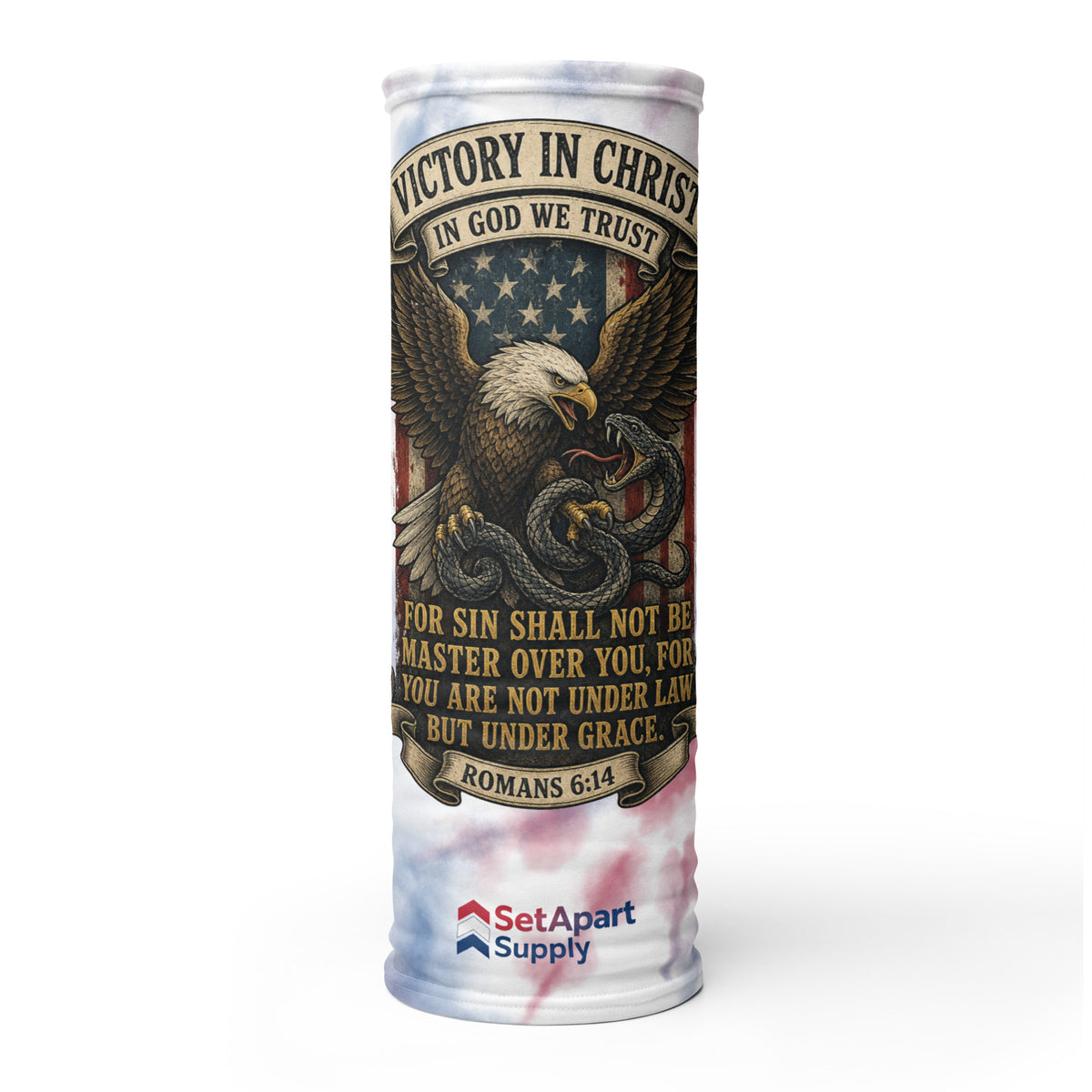 Victory in Christ Neck Gaiter - White - Tube View