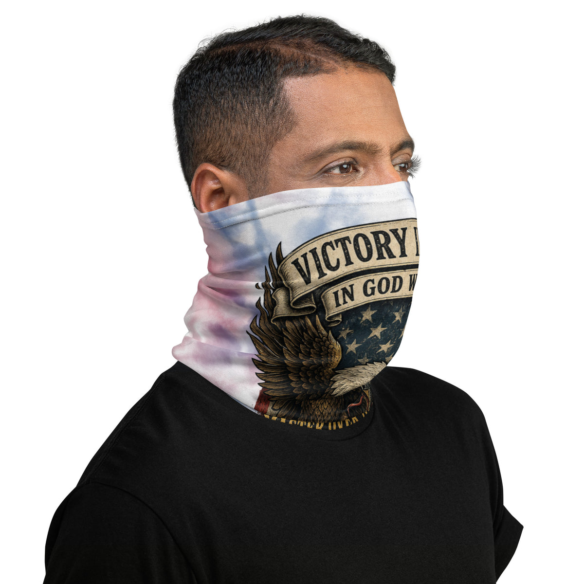 Victory in Christ Neck Gaiter - White - Right Side View
