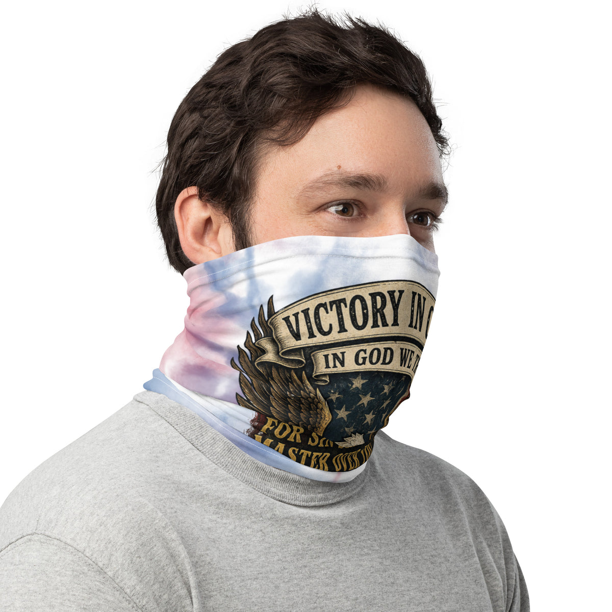 Victory in Christ Neck Gaiter - White - Right Side View 2