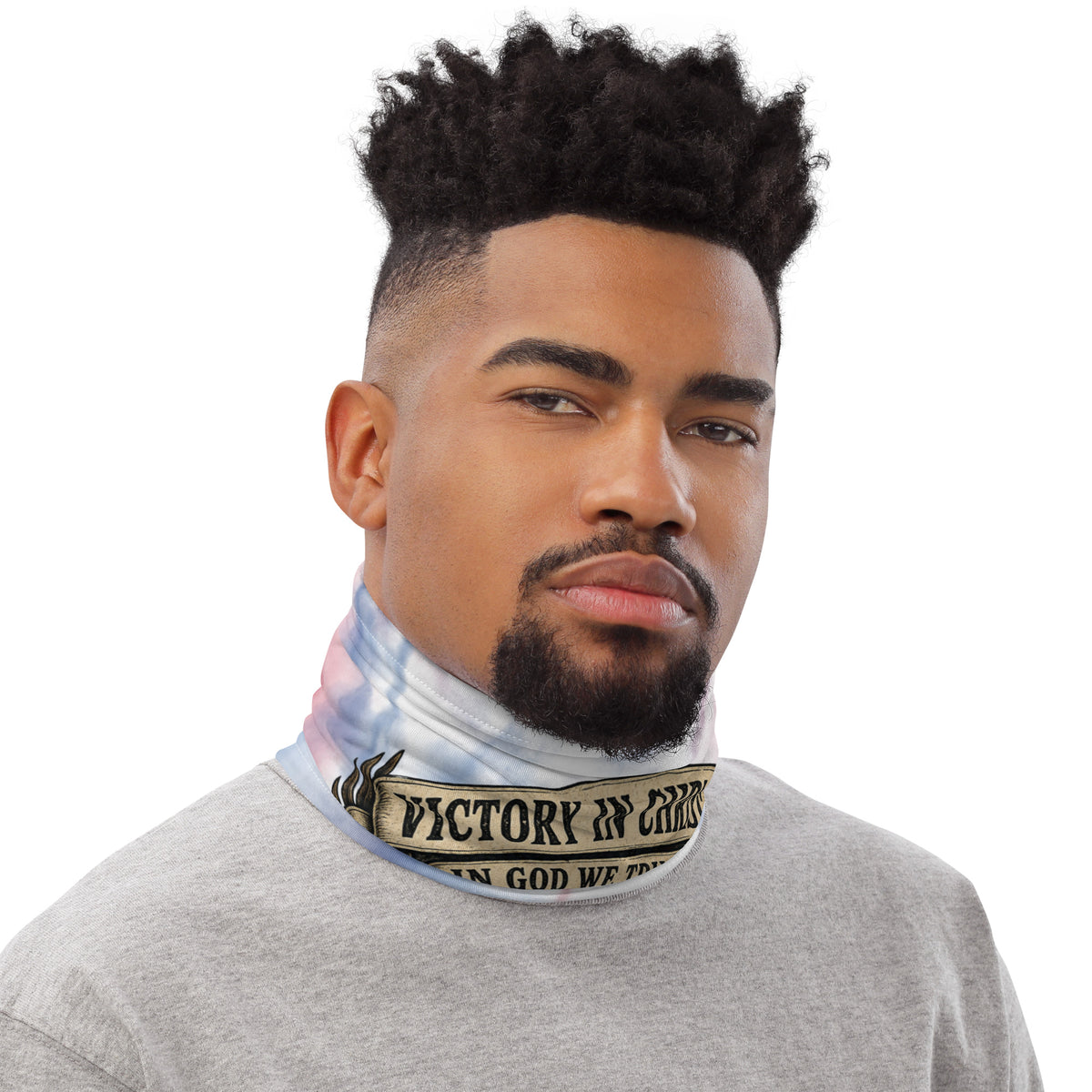 Victory in Christ Neck Gaiter - White - Right Side View 4