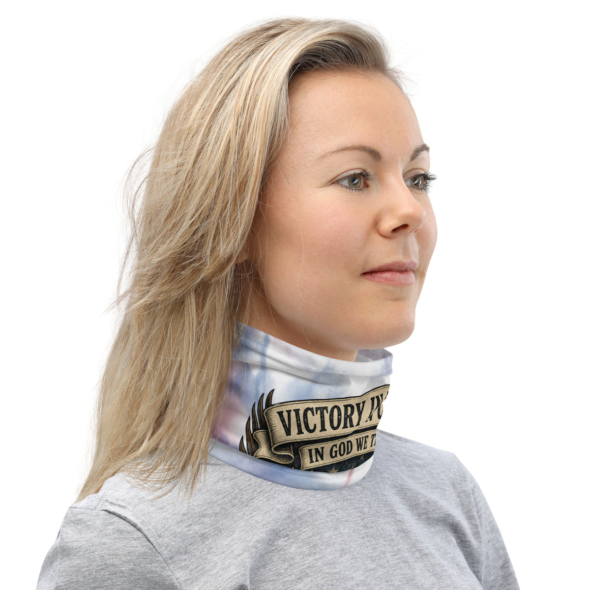 Victory in Christ Neck Gaiter - White - Right Side View 5