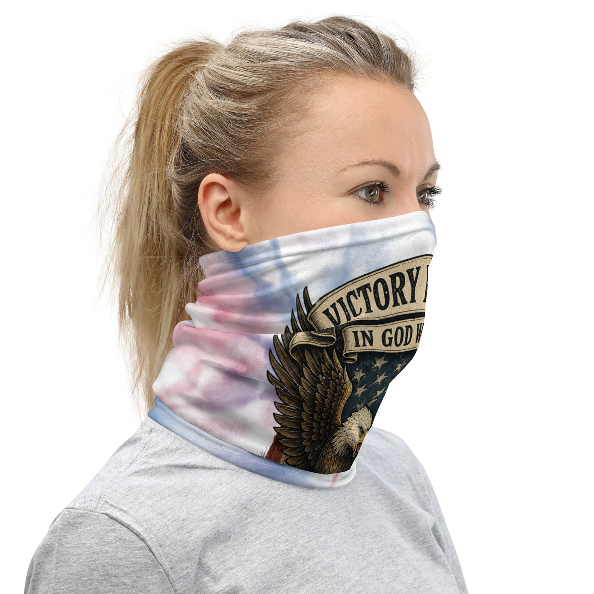 Victory in Christ Neck Gaiter - White - Right Side View 6