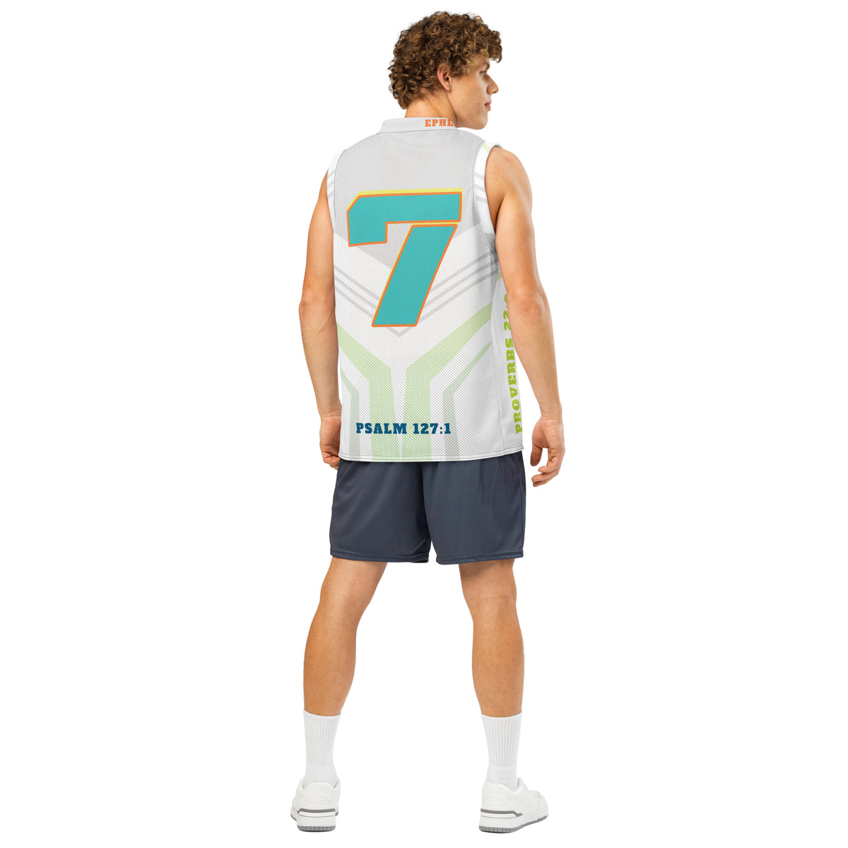 He is Dad Basketball Jersey - White - Back View 2