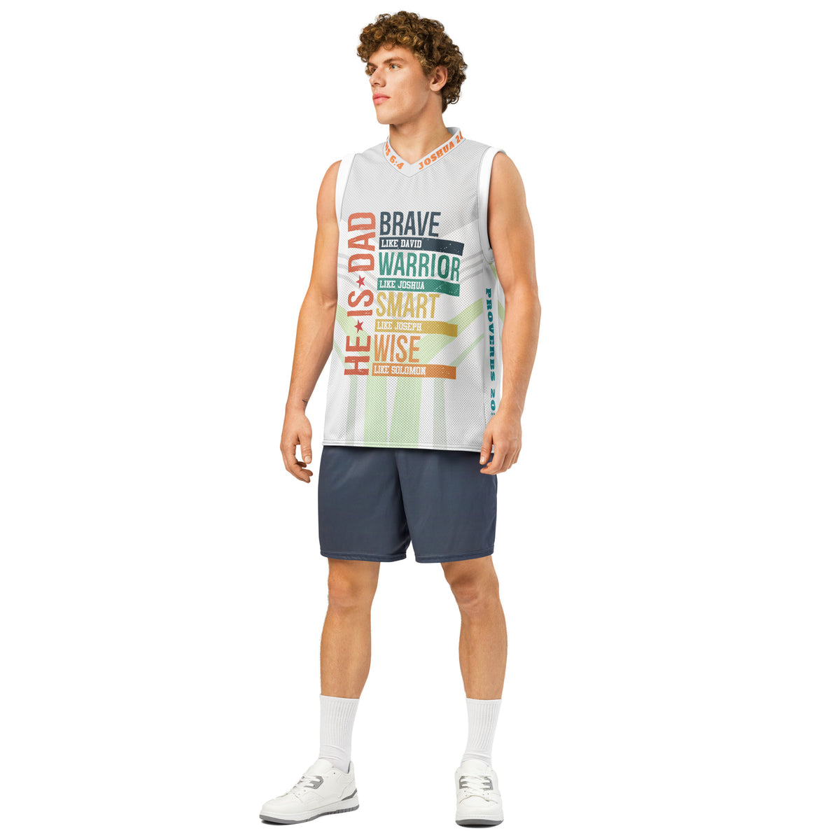 He is Dad Basketball Jersey - White - Front View