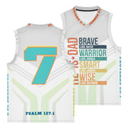 He is Dad Basketball Jersey - White - Front and Back View