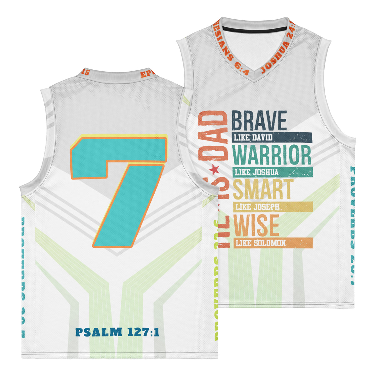 He is Dad Basketball Jersey - White - Front and Back View