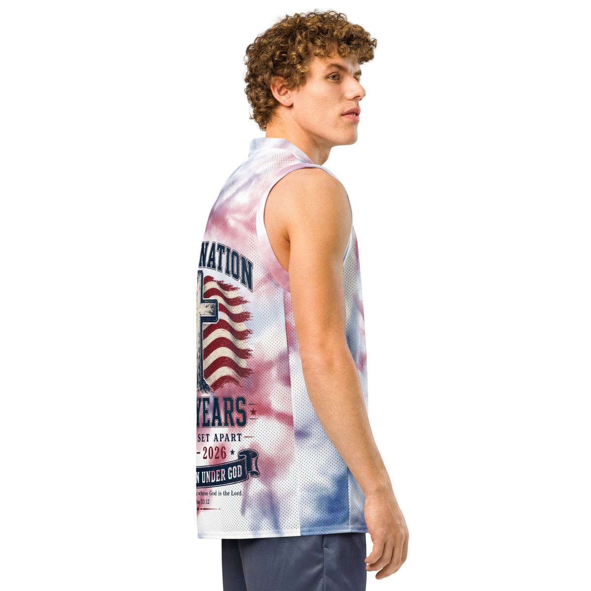 America 250th Basketball Jersey - White - Right Back View