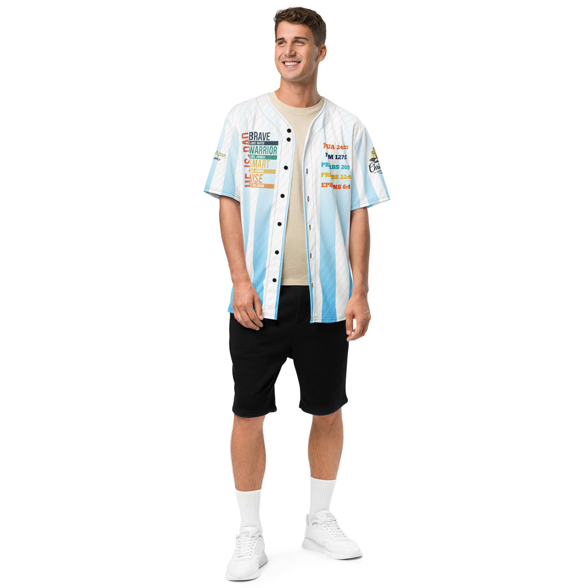 He is Dad Baseball Jersey - White - Front View