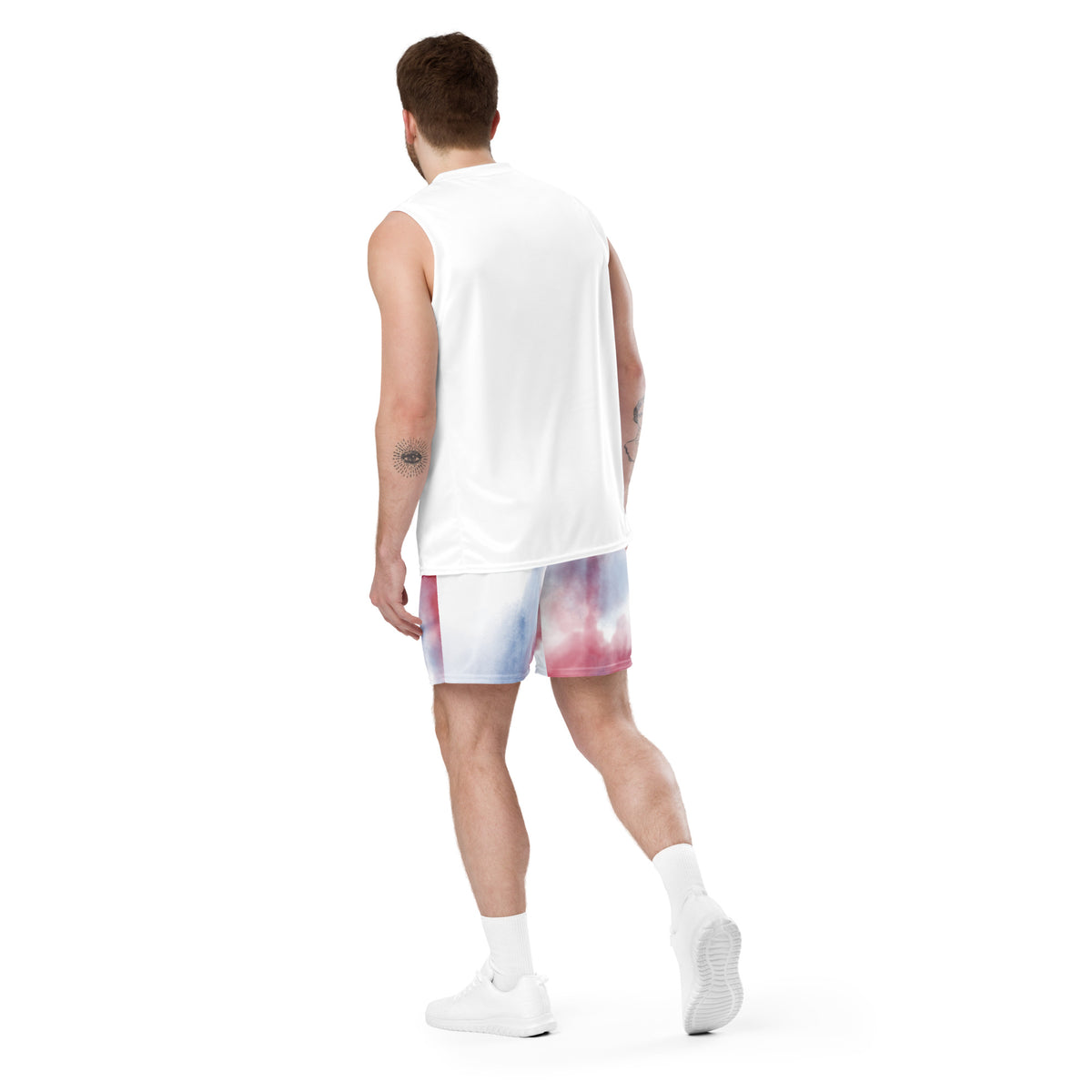 Men's CrossNation Mesh Shorts - White - Back View