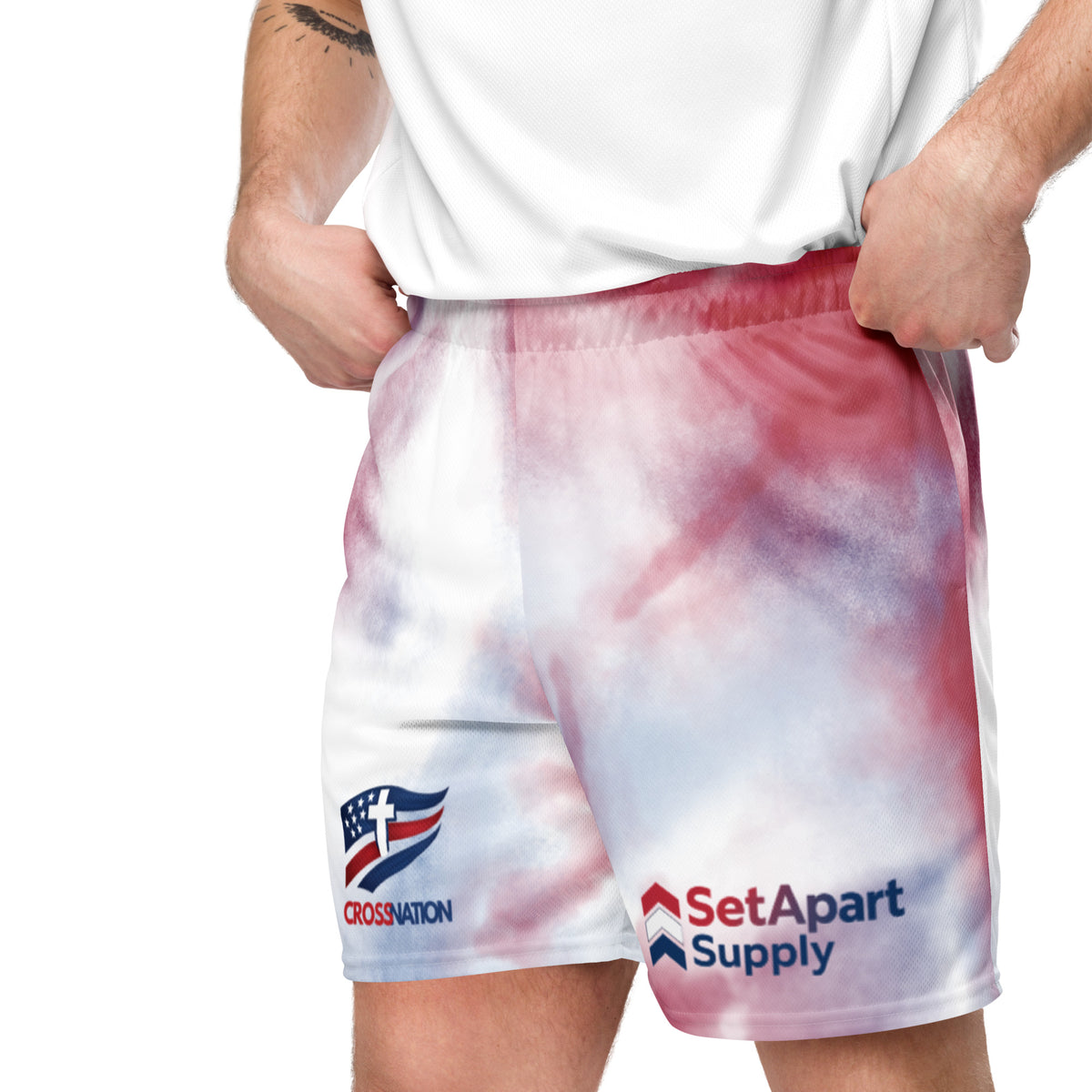 Men's CrossNation Mesh Shorts - White - Left Front View