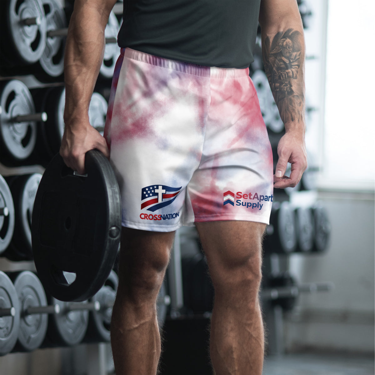 Men's CrossNation Athletic Shorts - White - Front View 2