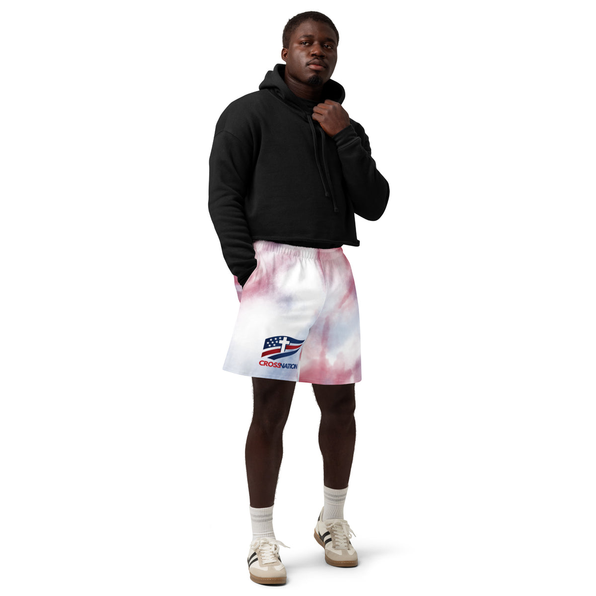 Men's CrossNation Cotton Shorts - White - Front View