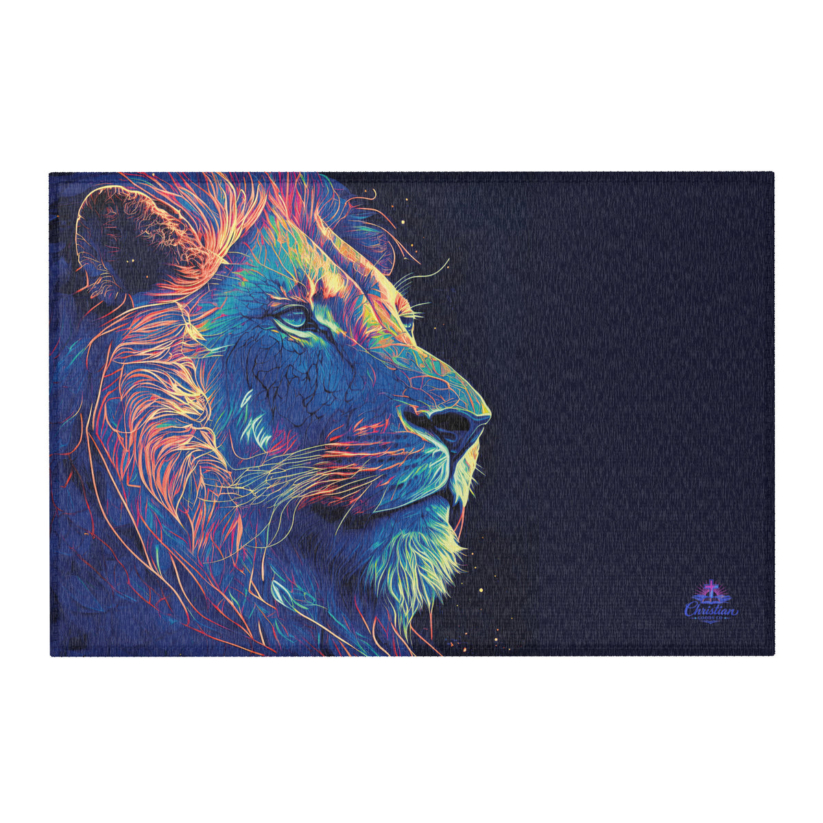 Lion of Judah Blue Area Rug - 36″×24″ - Front View