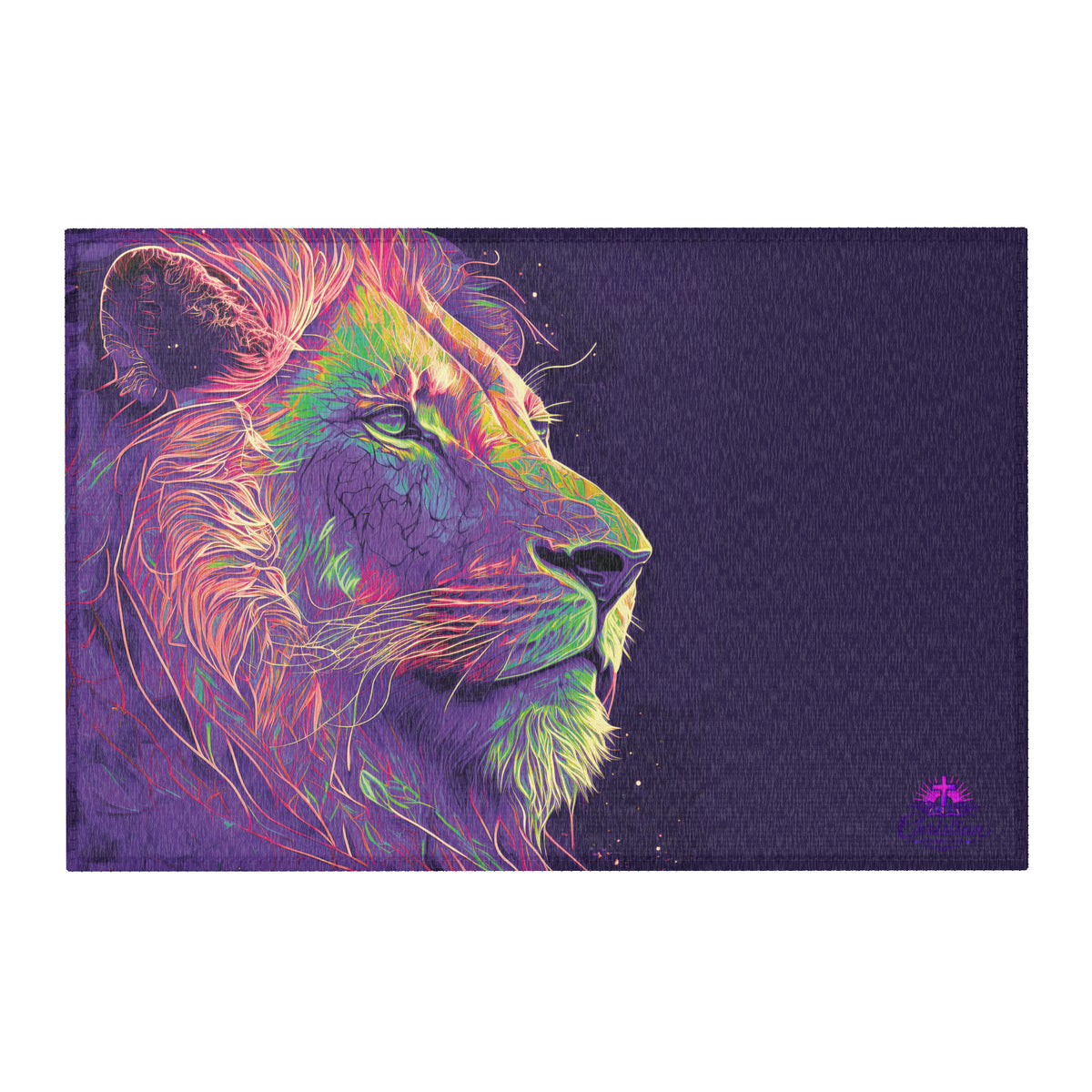 Lion of Judah Purple Area Rug - 36″×24″ - Front View