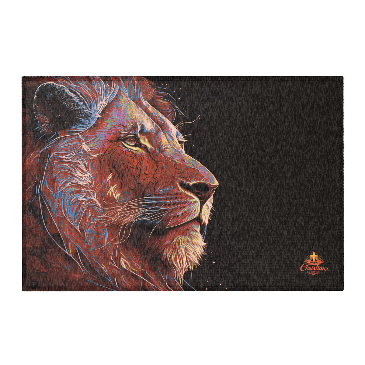 Lion of Judah Red Area Rug - 36″×24″ - Front View