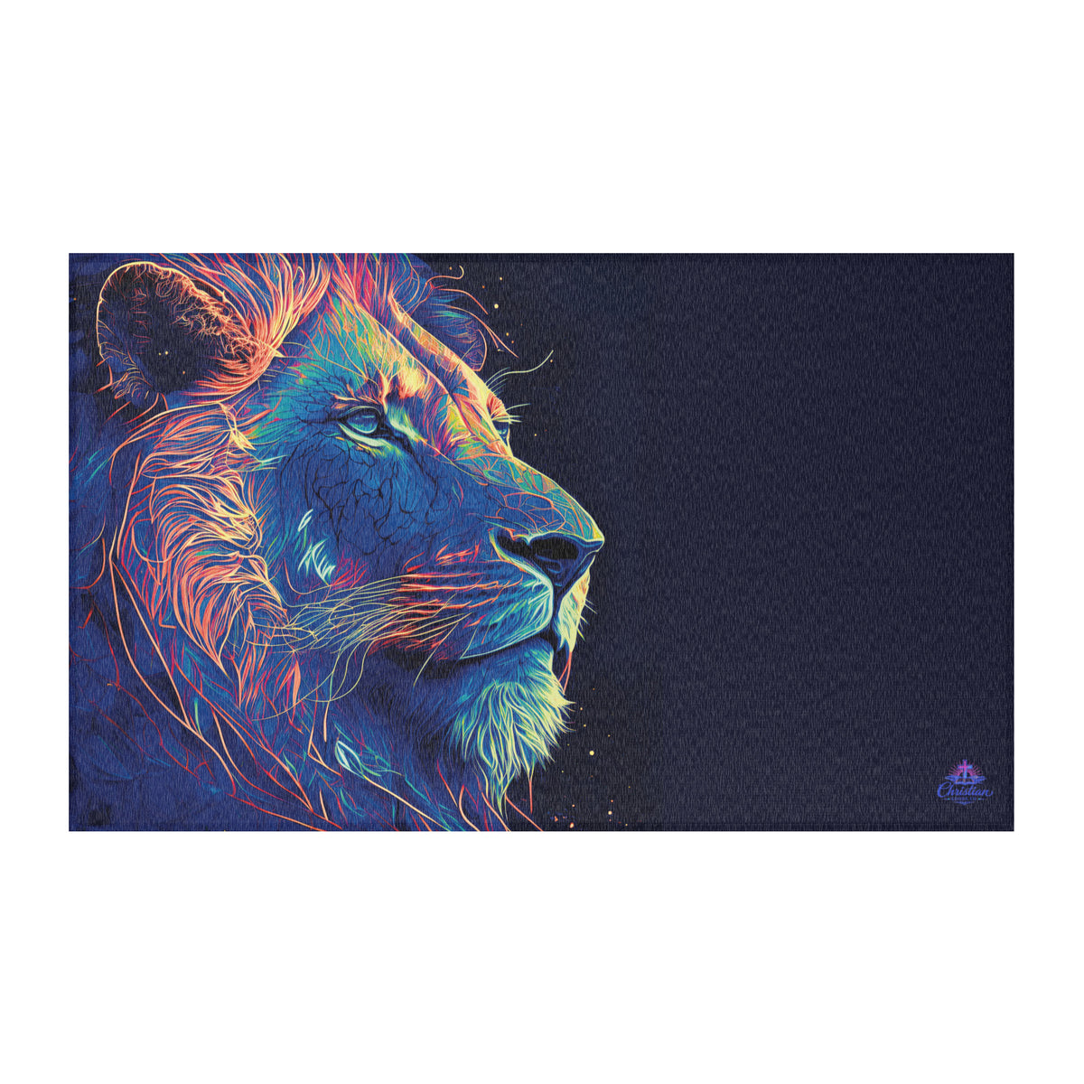 Lion of Judah Blue Area Rug - 60″×36″ - Front View