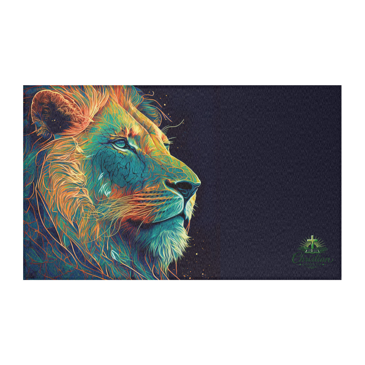 Lion of Judah Green Area Rug - 60″×36″ - Front View