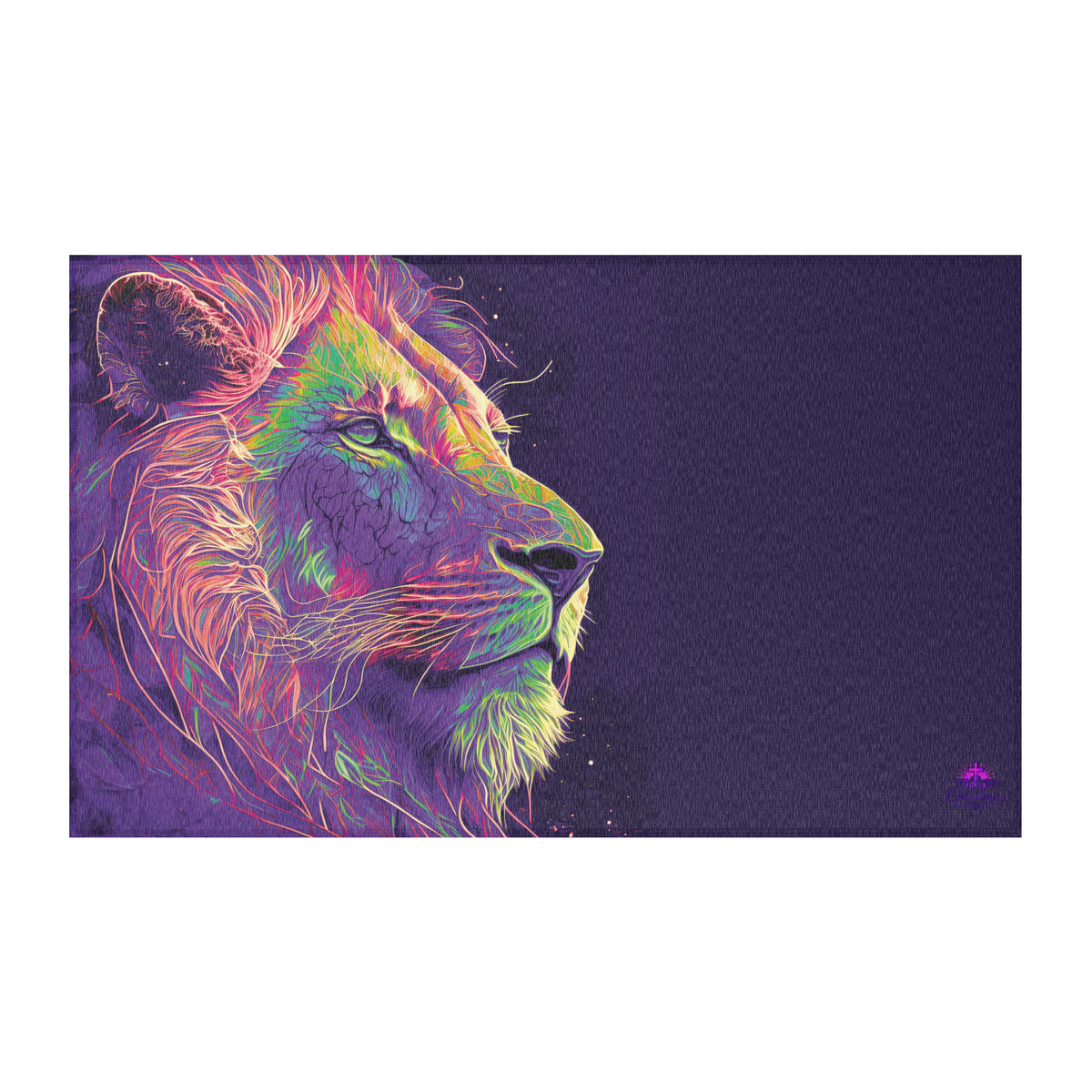 Lion of Judah Purple Area Rug - 60″×36″ - Front View