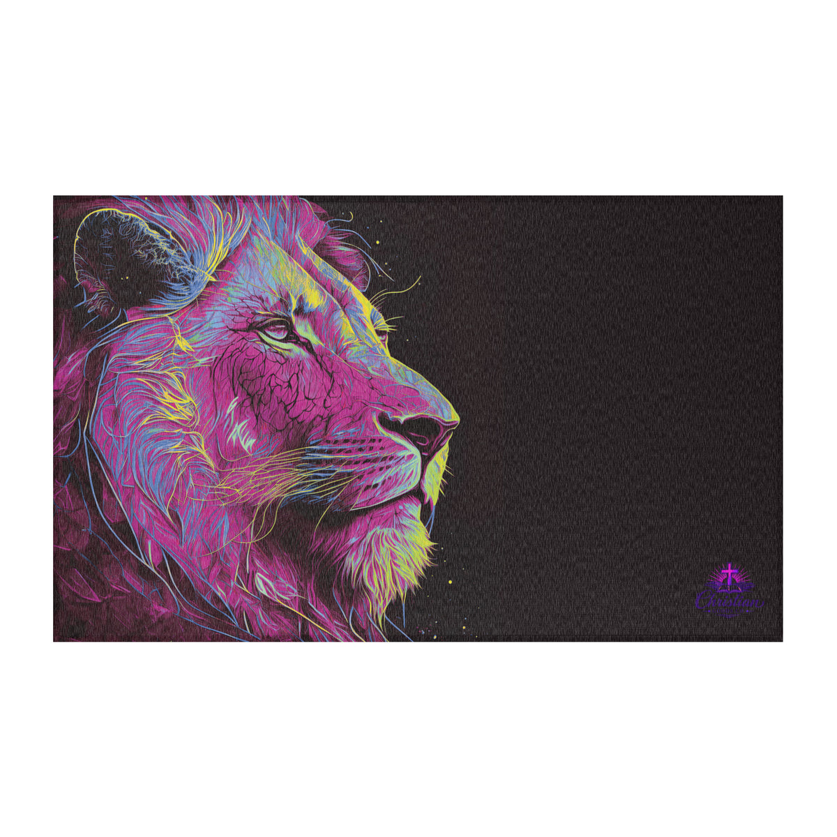 Lion of Judah Pink Area Rug - 60″×36″ - Front View