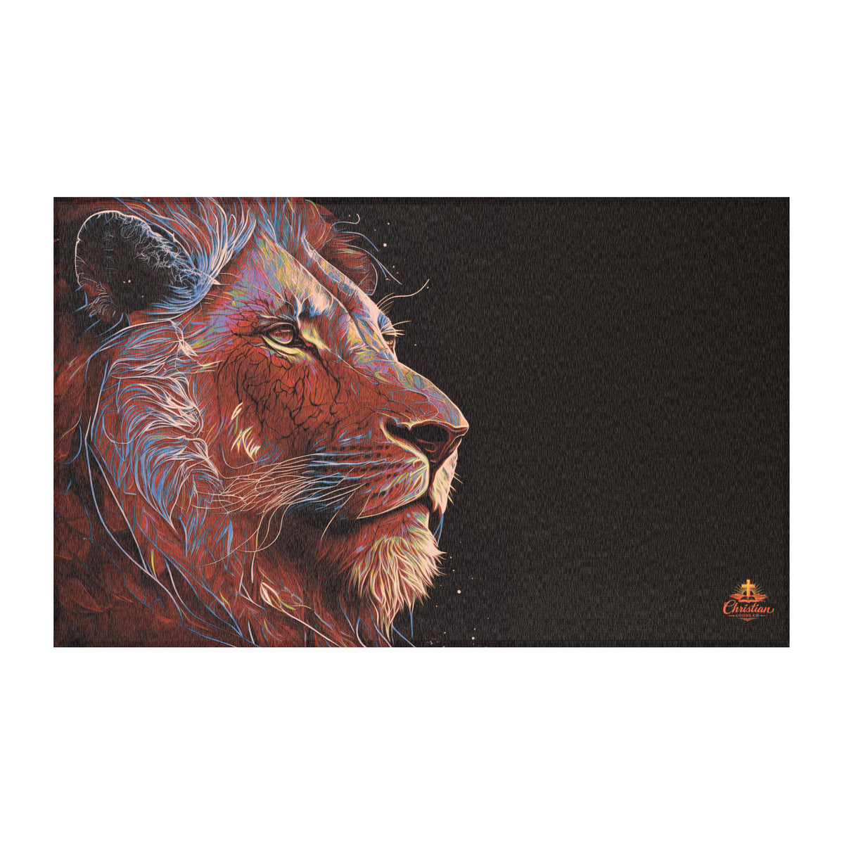 Lion of Judah Red Area Rug - 60″×36″ - Front View