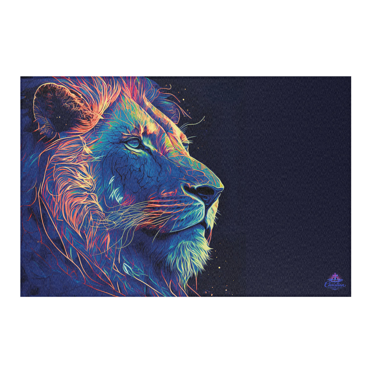 Lion of Judah Blue Area Rug - 72″×48″ - Front View