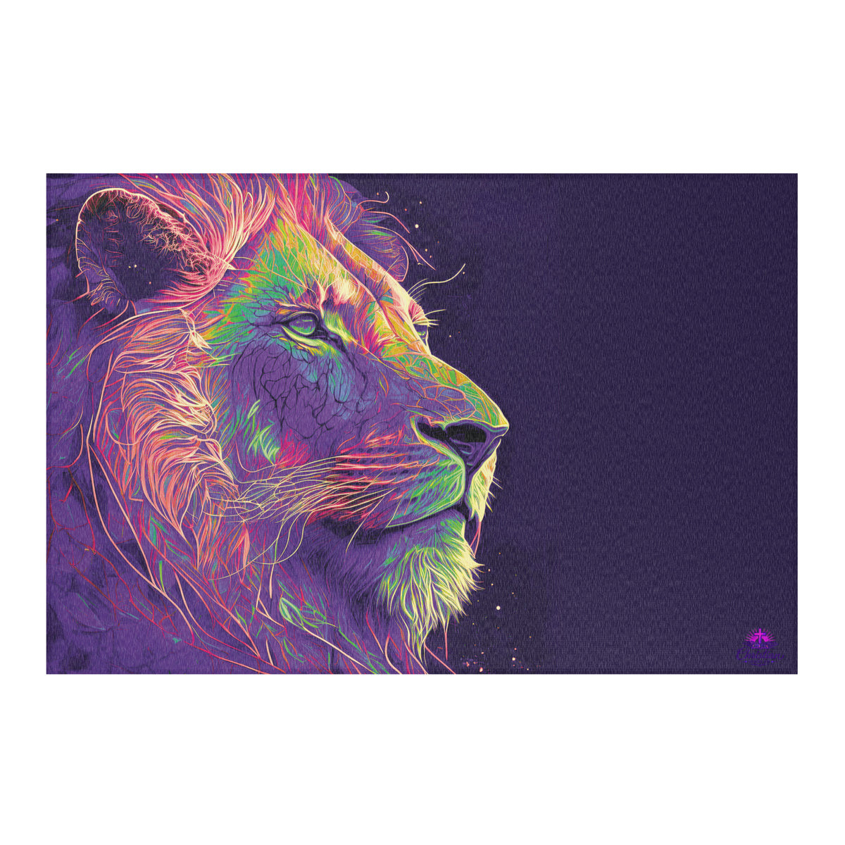 Lion of Judah Purple Area Rug - 72″×48″ - Front View