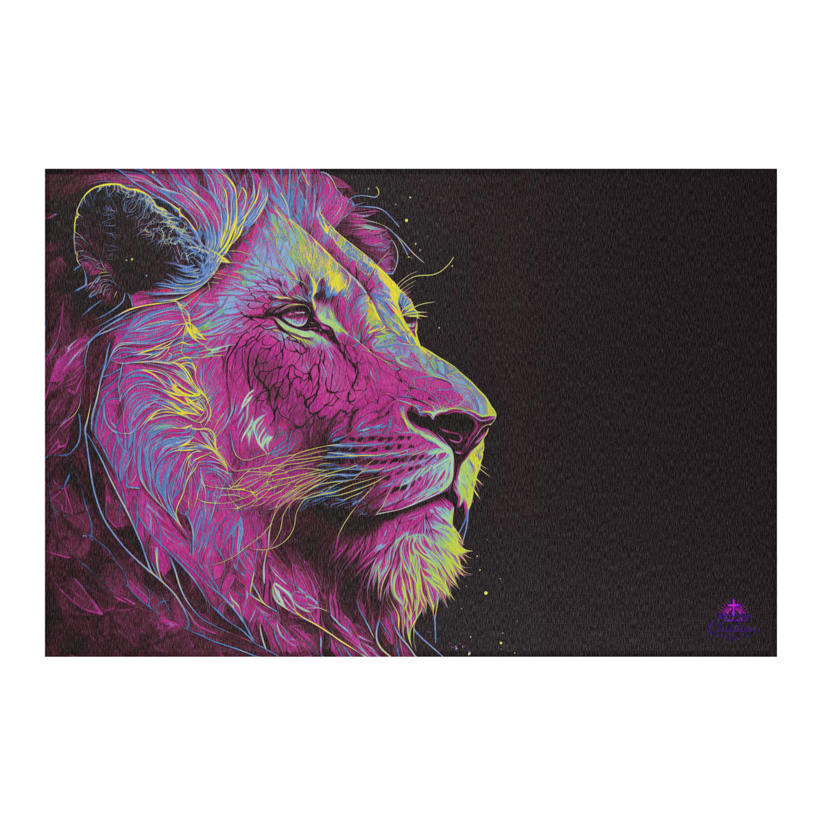 Lion of Judah Pink Area Rug - 72″×48″ - Front View
