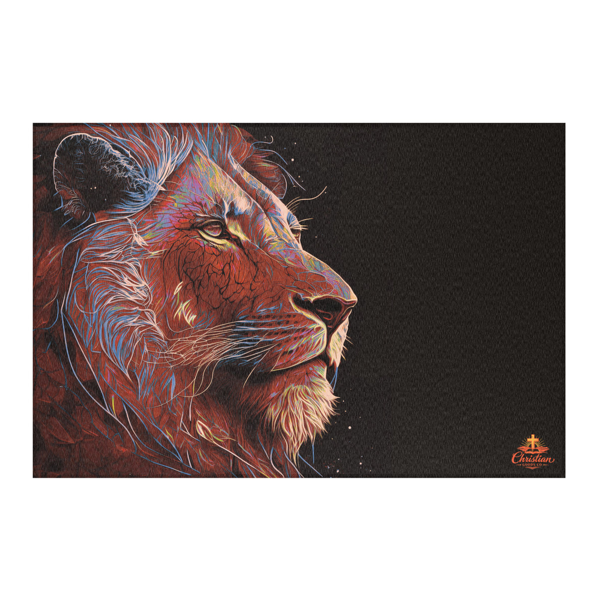 Lion of Judah Red Area Rug - 72″×48″ - Front View