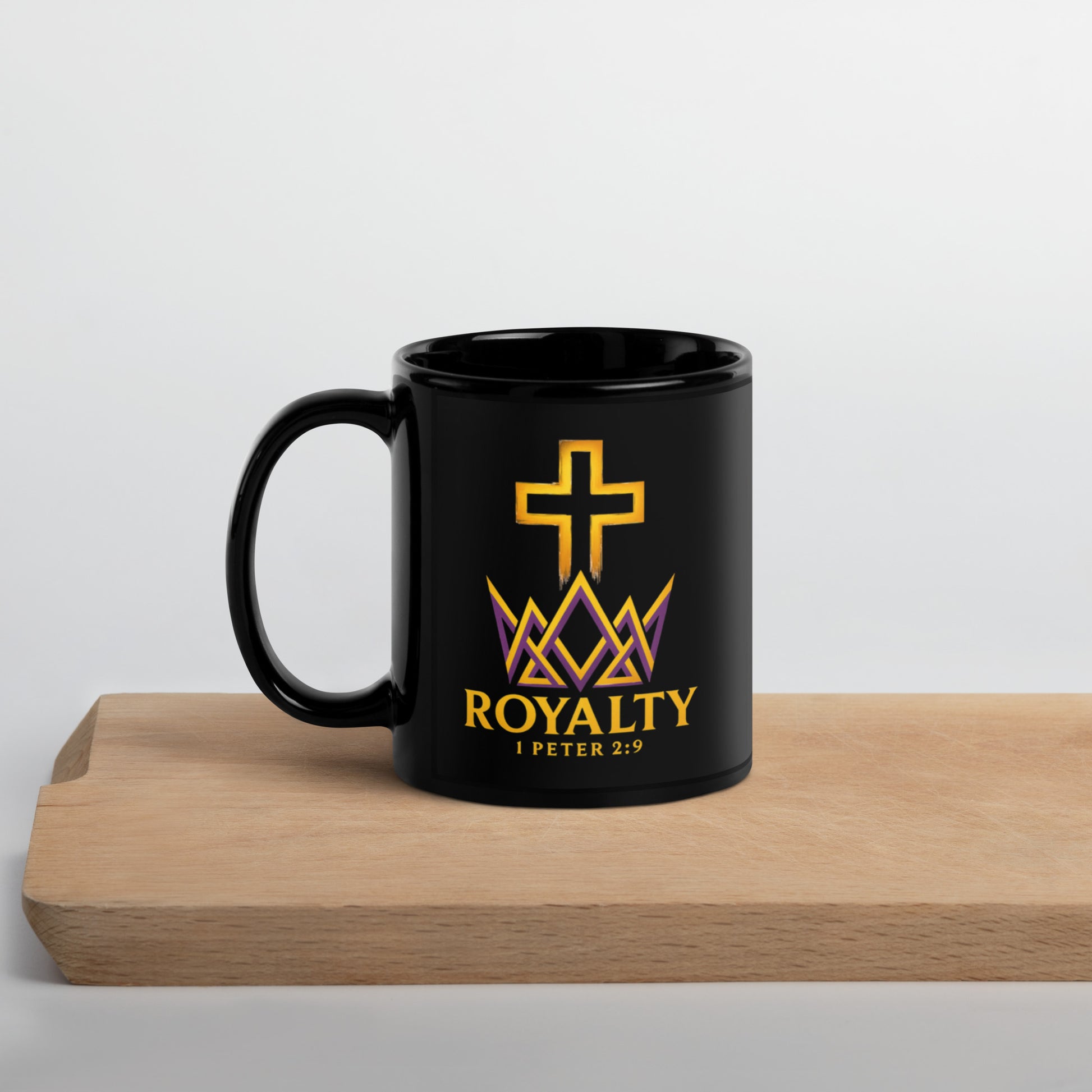 Royalty Black Glossy Mug - Black - Left Side View