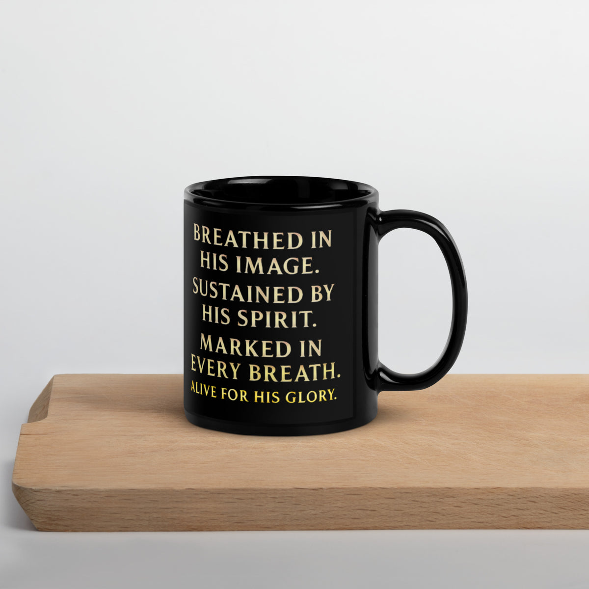 My Breath Bears His Name Black Glossy Mug - Black - Right Side View