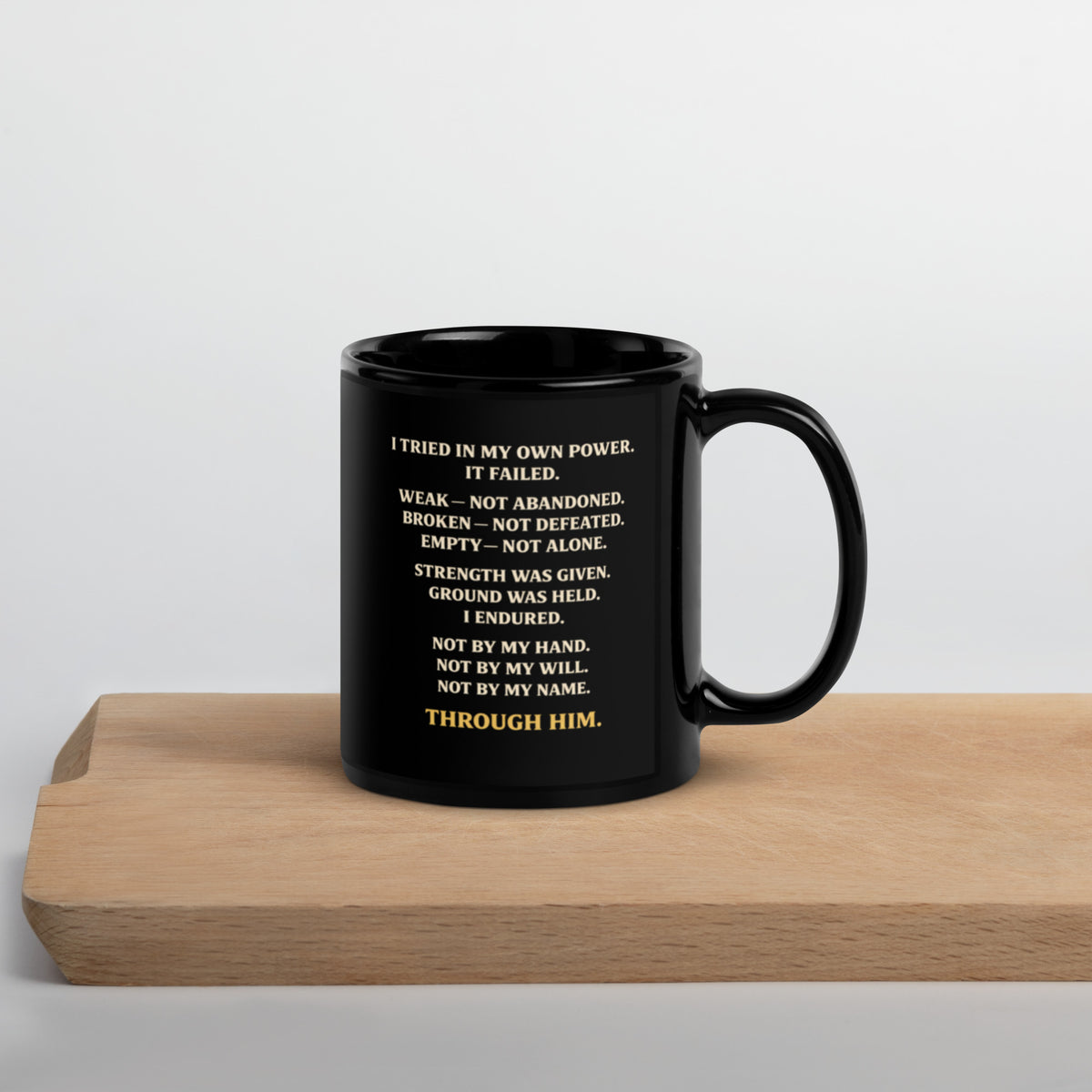 Through Him Men's Black Mug - Black - Right Side View