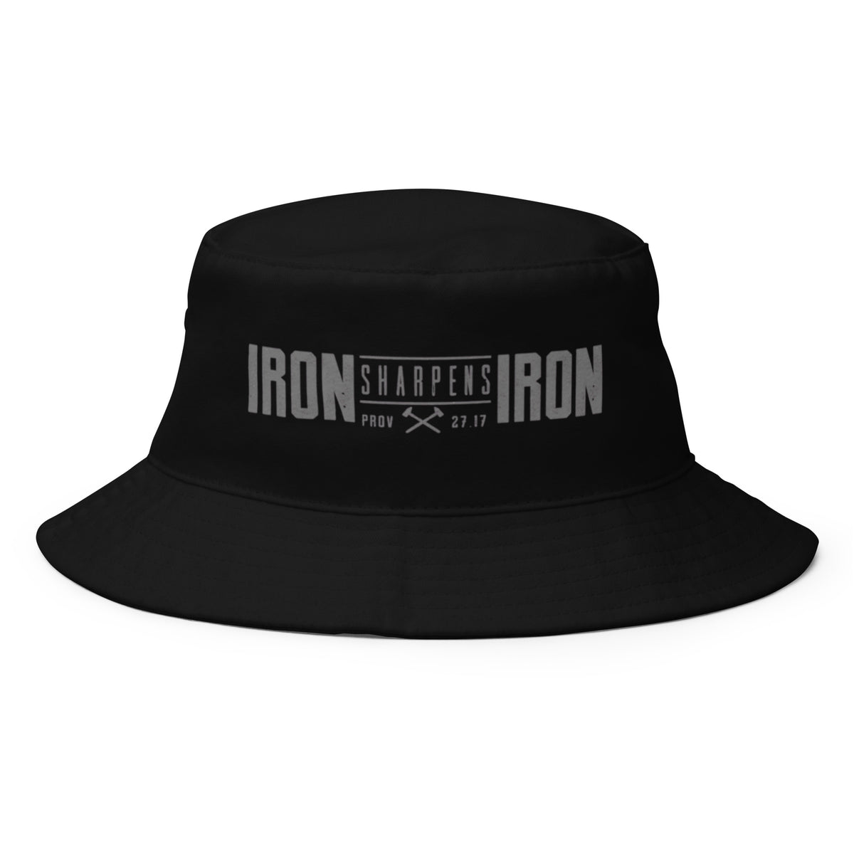 Men's Iron Sharpens Iron Bucket Hat - Black - Front View