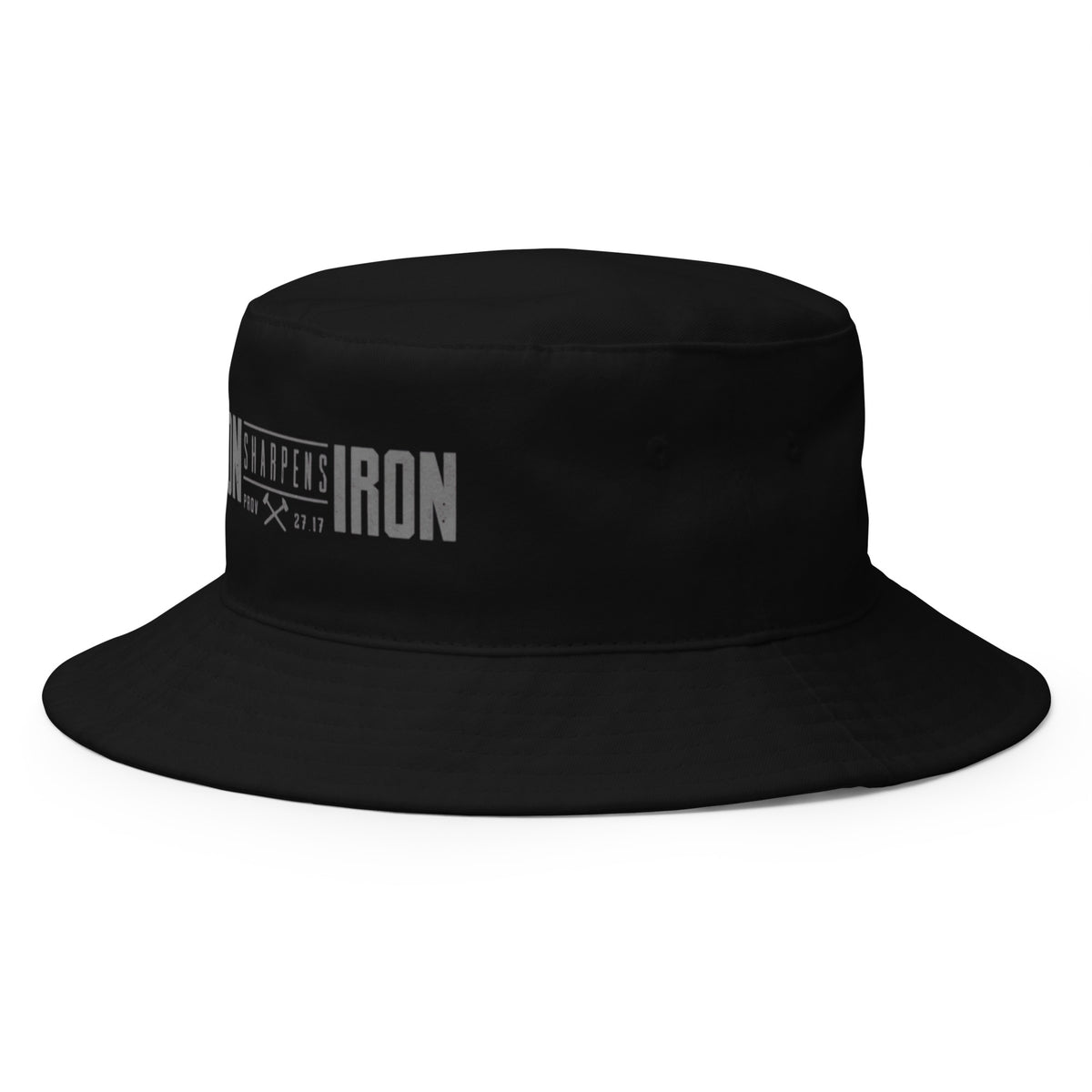Men's Iron Sharpens Iron Bucket Hat - Black - Left Front View