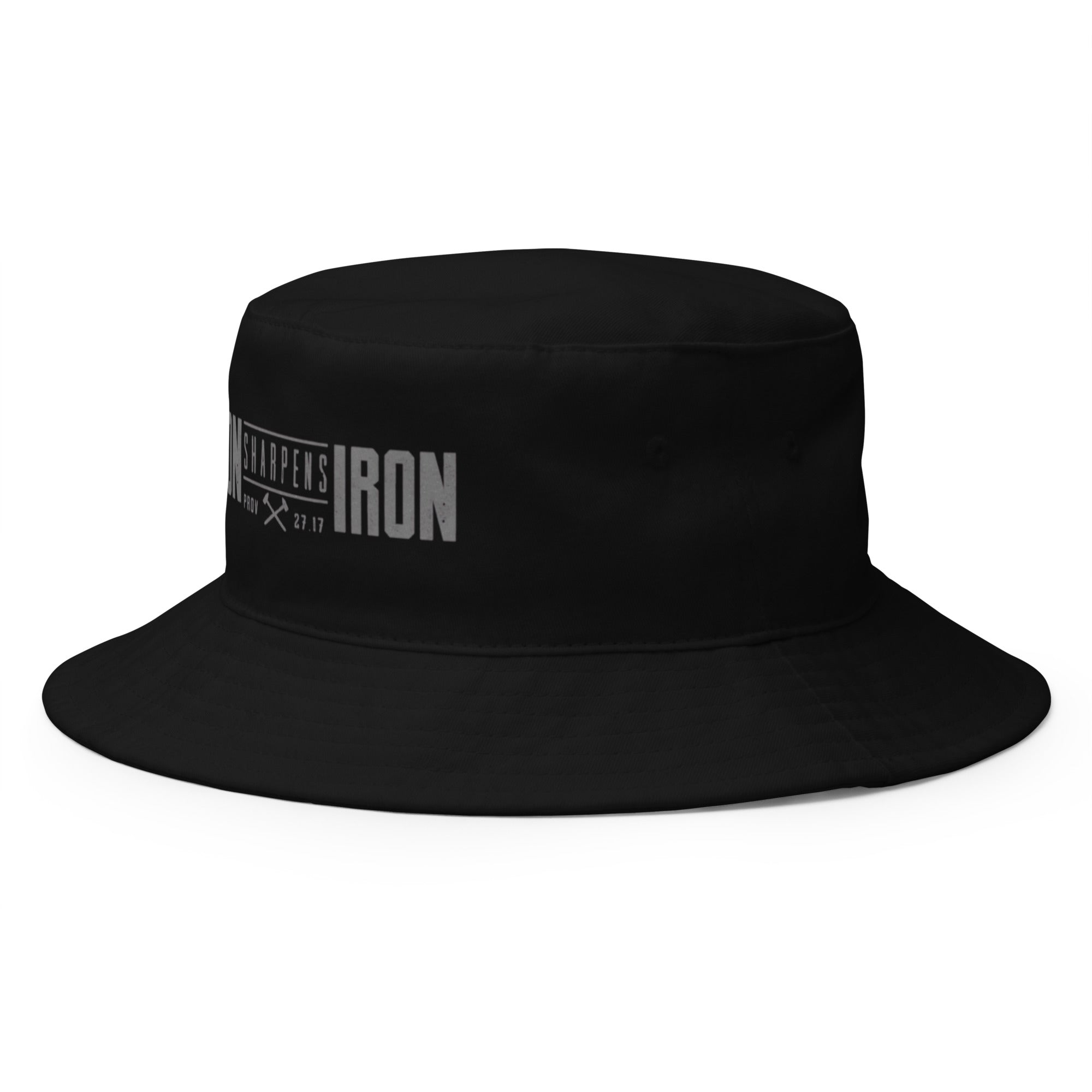 Men's Iron Sharpens Iron Bucket Hat - Black - Left Front View
