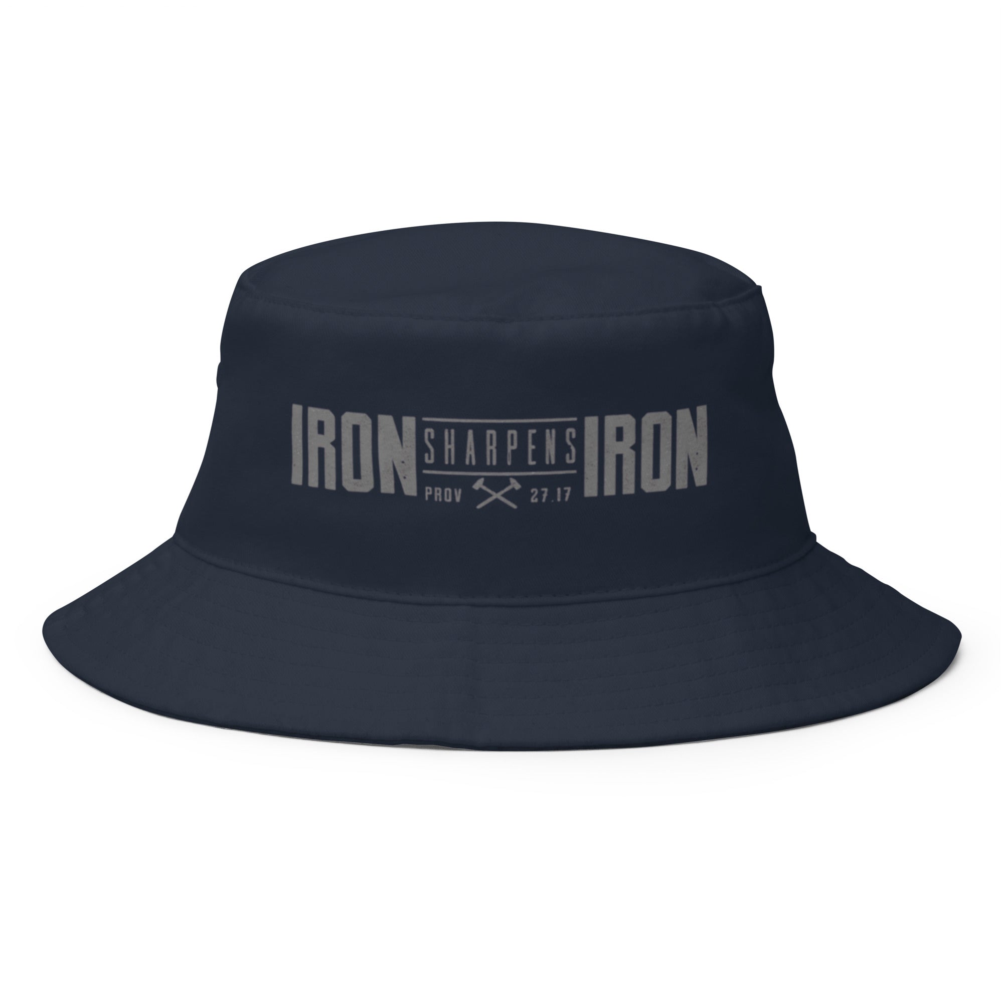 Men's Iron Sharpens Iron Bucket Hat - Navy - Front View
