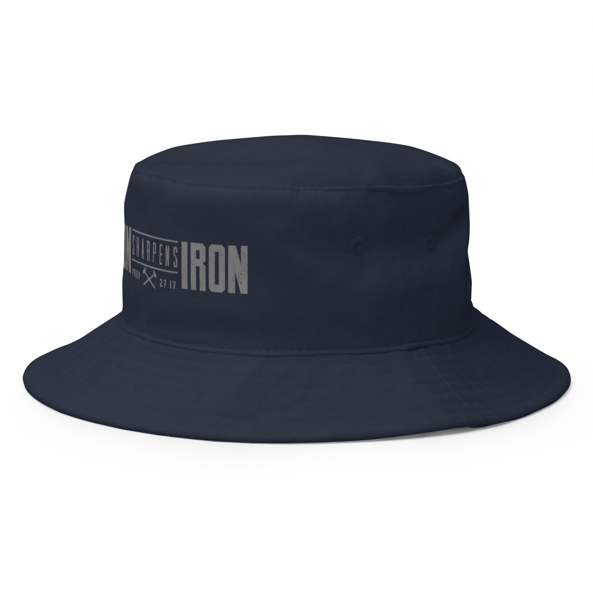 Men's Iron Sharpens Iron Bucket Hat - Navy - Left Front View 2
