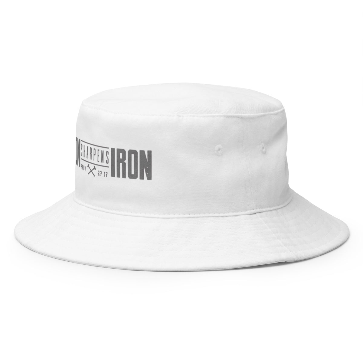 Men's Iron Sharpens Iron Bucket Hat - White - Left Front View