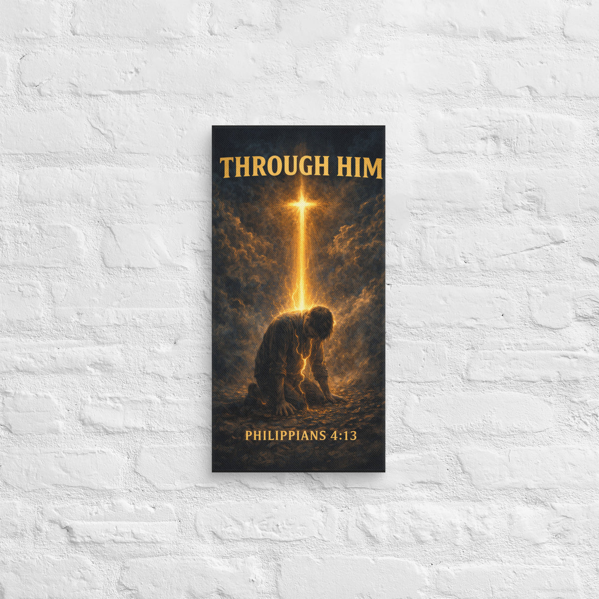 Through Him Men's Canvas - 10″×20″ - Front View