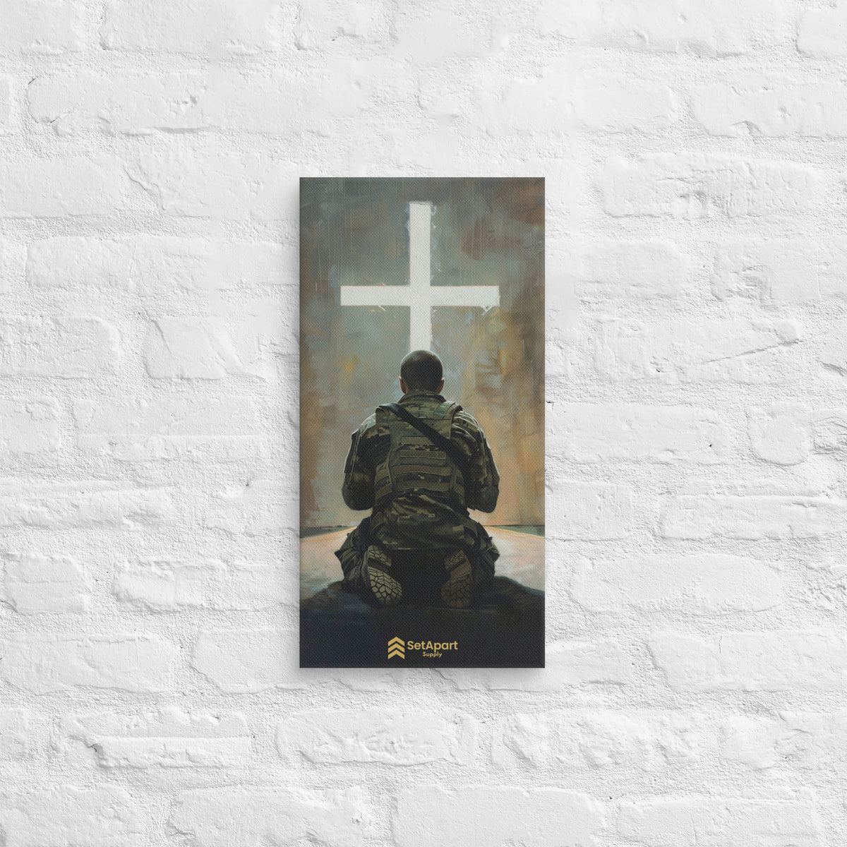 Praying Soldier Canvas - 10″×20″ - Front View