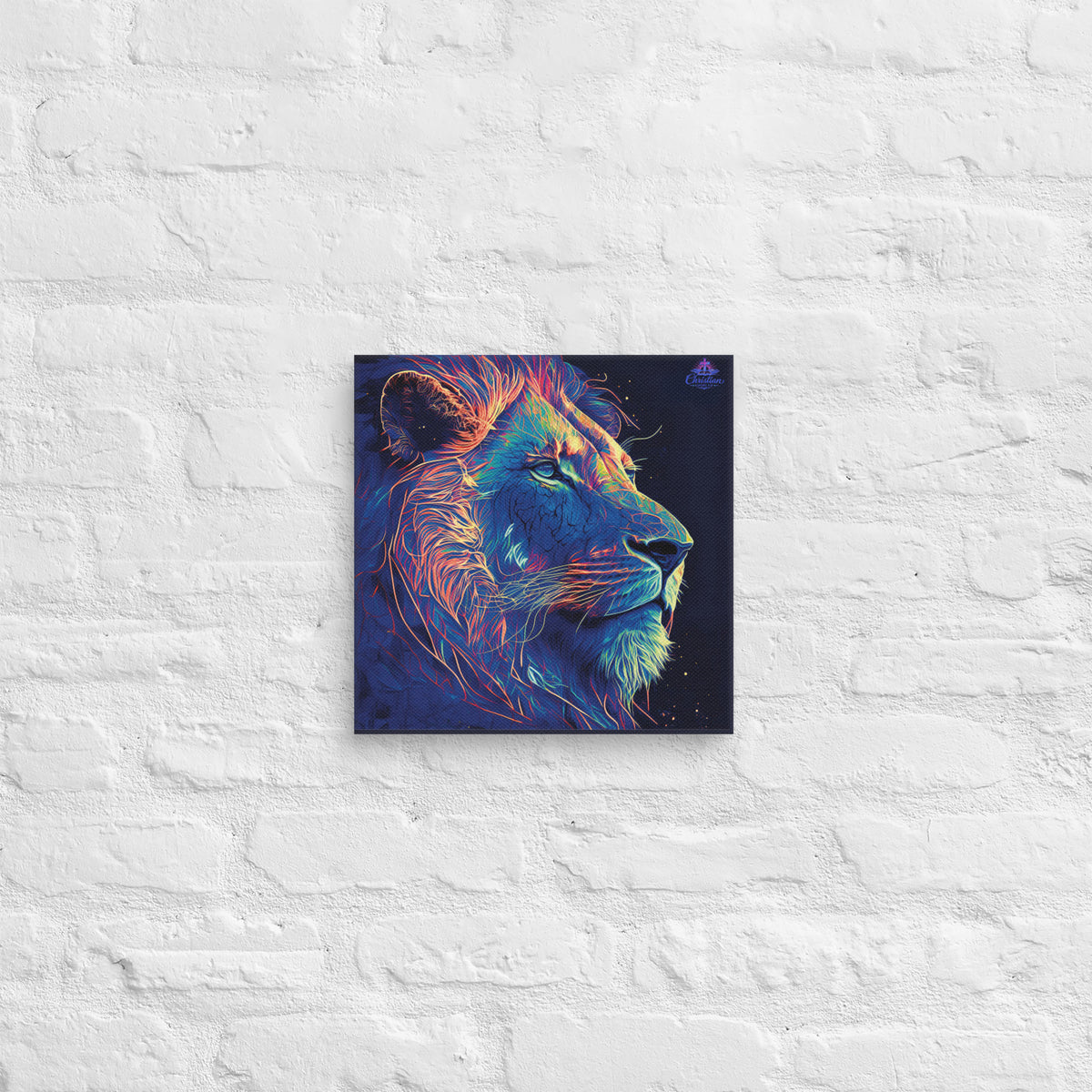 Lion of Judah Blue Canvas - 12″×12″ - Front View