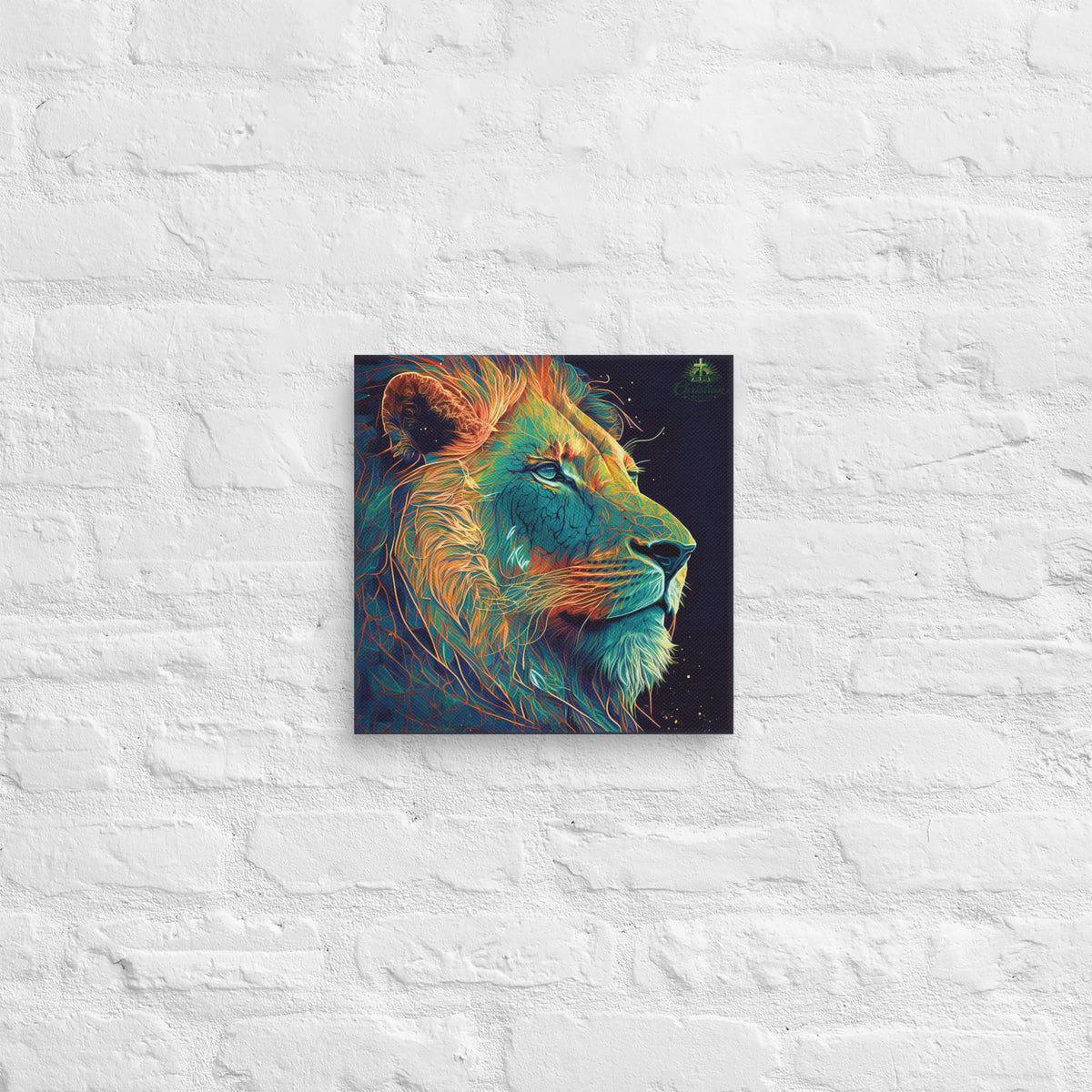 Lion of Judah Green Canvas - 12″×12″ - Front View